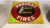 SINGLE SIDED PREVENT FIRES METAL SIGN