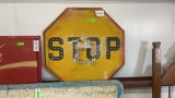 WOOD STOP SIGN WITH MARBLES FRONT