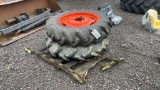 QTY 2) 9.5-22 TRACTOR TIRES WITH 6 LUG CENTERS