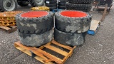 QTY 4) 14-17.5 SKID STEER FLAT FREE TIRES