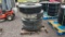 QTY 4) 11R-22.5 TRUCK TIRES WITH CENTERS