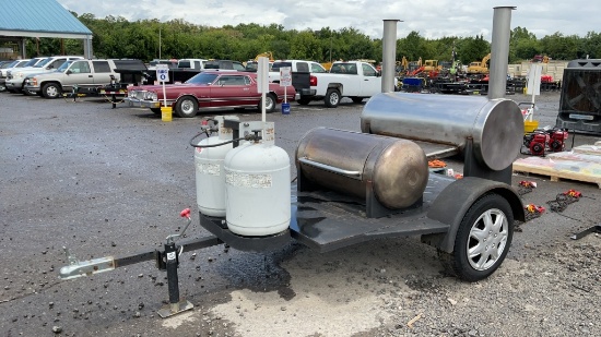 DUAL PROPANE SMOKER ON TRAILER