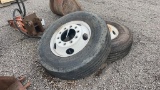 QTY 2) 22.5-11R TIRES AND WHEELS