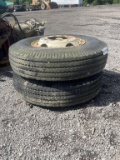 QTY 2) 11.00-20 TIRES ON 10 LUG RIMS