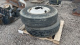 QTY 2) 11R 22.5 SEMI TIRES & WHEELS