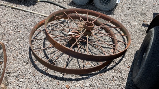 QTY 2) STEEL TRACTOR WHEELS