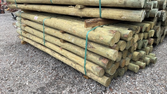 QTY 55) 4" X 8' TREATED FENCE POST