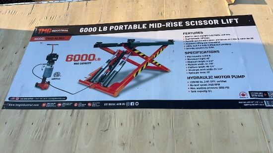UNUSED TMG 6000 LB PORTABLE MID RISE SCISSOR LIFT