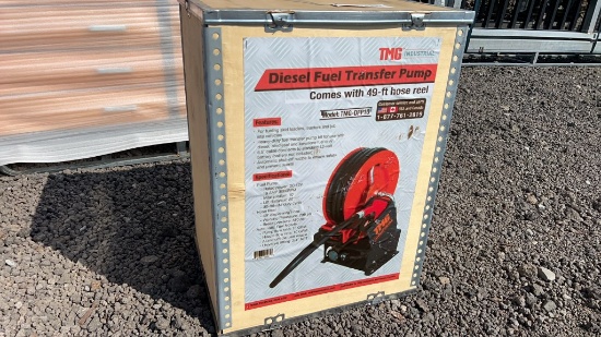 UNUSED TMG DIESEL TRANSFER PUMP W/ 49' HOSE REEL