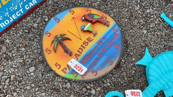 METAL WALL ART PARADISE WHERE ITS ALWAYS 5 O CLOCK