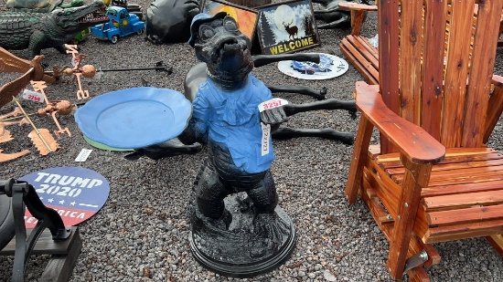 METAL CAST ALLIGATOR SERVER STATUE