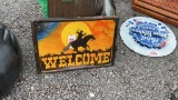 METAL WALL ART WELCOME SIGN COWBOY