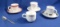 3 Unidentified Demitasse Sets, 1 cup & 1 spoon