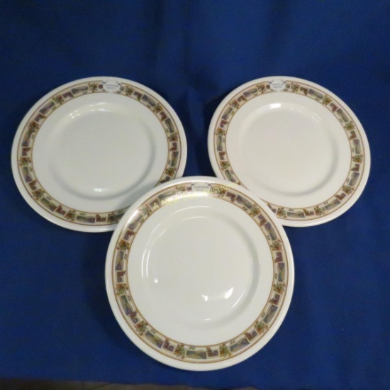 3 Canadian Pacific RY Brown Maple Leaf 9" Plates