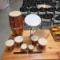 Bongo Drums, Tambourine & Drum Stand w/Cymbal
