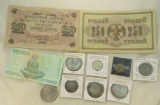 Foreign Coins and Currency, some silver