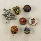 5 Service Pins One Is 10K Gold, & 2 duck pins