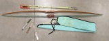 2 bows, arrows, 3 strings and case