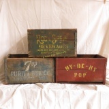 3 Vintage Wood Crates 7Up, Rock Springs