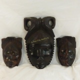 3 Carved Wood Masks