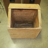 Antique wood storage bin