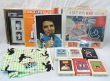 Vintage Elvis eight tracks, LP's, framed cards