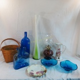 Vintage glassware ceramics and Longaberger basket