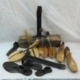 Vintage cobbler stand and shoe stretchers