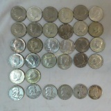 20 Silver coins - 15 Kennedy, 4 Franklin, 1 Walker