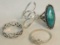 4 sterling silver women's rings size 9 1/2–11