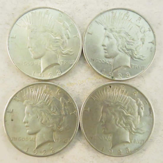 4 1923 Peace Silver Dollars