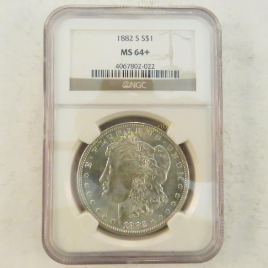 1882 S Morgan Silver Dollar NGC Graded MS64+