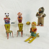 Vintage Tin Windup Toys Book Reading Bear