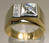 Lustrine 14kt gold & diamond men's ring