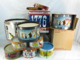 Vintage Tin Toy Drums 3 With Original Boxes