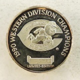 1990 Cincinnati Reds Western Div Champs 1oz silver