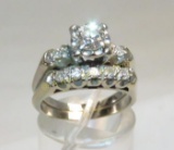 14kt white gold & diamond wedding set & chain