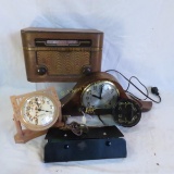 Vintage Radio, Clocks, Compass, Music Box