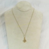 14kt yellow gold pendant with diamond on GF chain