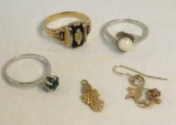 3 10kt gold rings and 2 Black Hills Gold charms