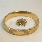 Unmarked antique gold filled bangle & brooch