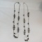 2 Double strand silver necklaces with black beads