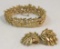 Signed Trifari gold tone demi-parure