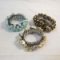 3 Stretch band beaded bracelets marked Japan