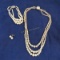 Triple strand faux pearl, necklace & bracelet