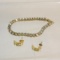 Vintage gold tone tennis bracelet & earrings