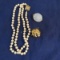2 pearl enhancers & marked Anne Klein necklace
