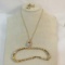 Modern Gold Tone tennis bracelet, necklace
