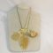 4 gold dipped leaf pendants & 2 chains