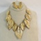 Signed Napier gold tone leaf demi-parure